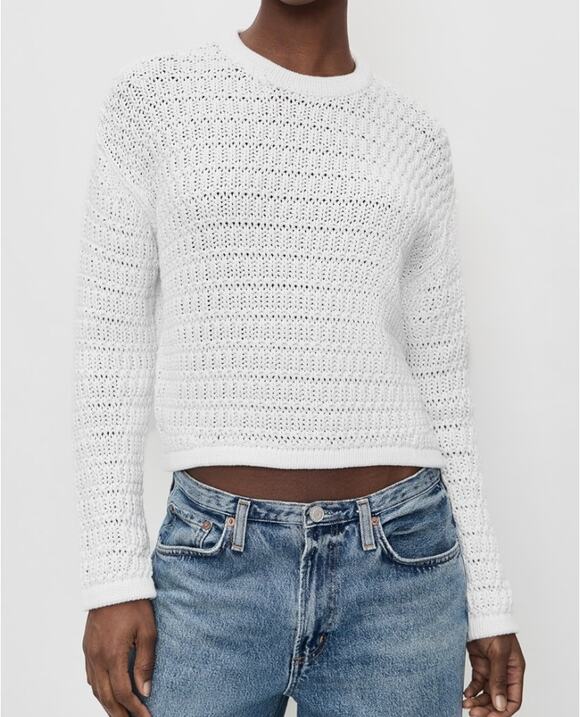 pistola Sweaters - Pistola Katya Long Sleeve Crewneck Pullover Sweater Le Blanc White XS